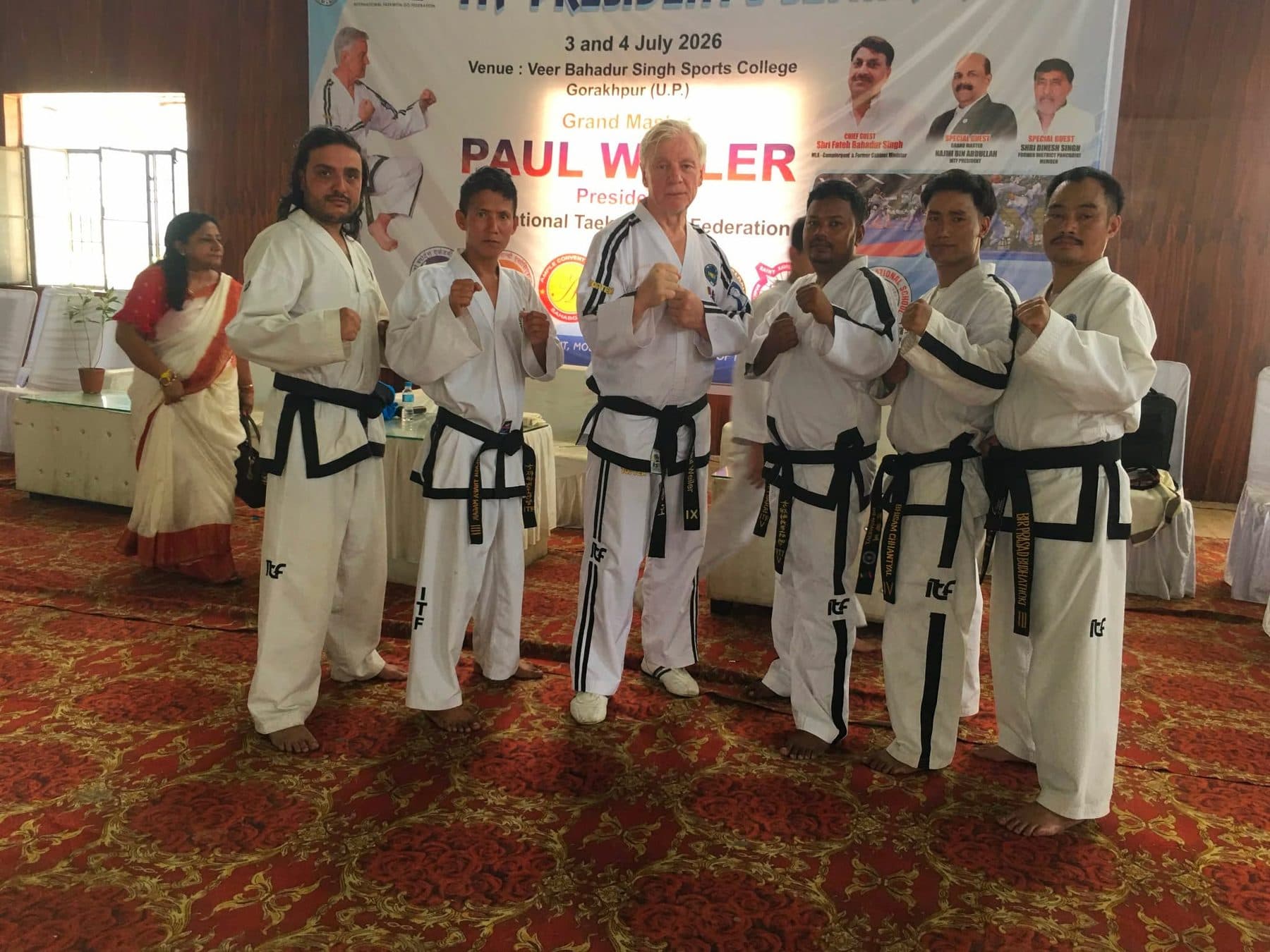 Nepali black belts with Grand Master Paul Weiler at the ITF President's Seminar